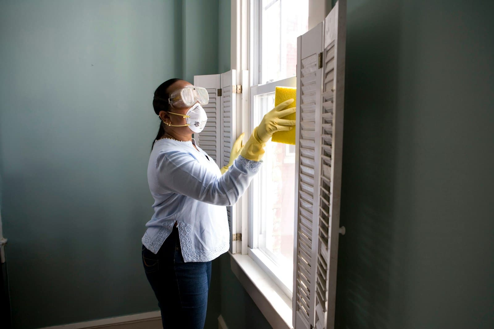 Professional domestic cleaning in a bright home